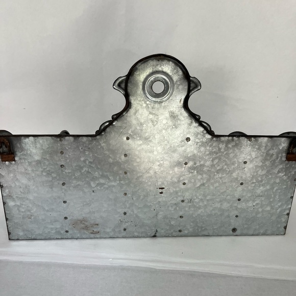 Vintage Galvanized Metal 5 Slot Wall Hanging Organizer - Picture 2 of 7